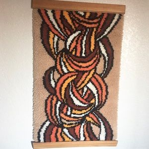 70s vintage Latch Hook Art Deco wall decor OP mod